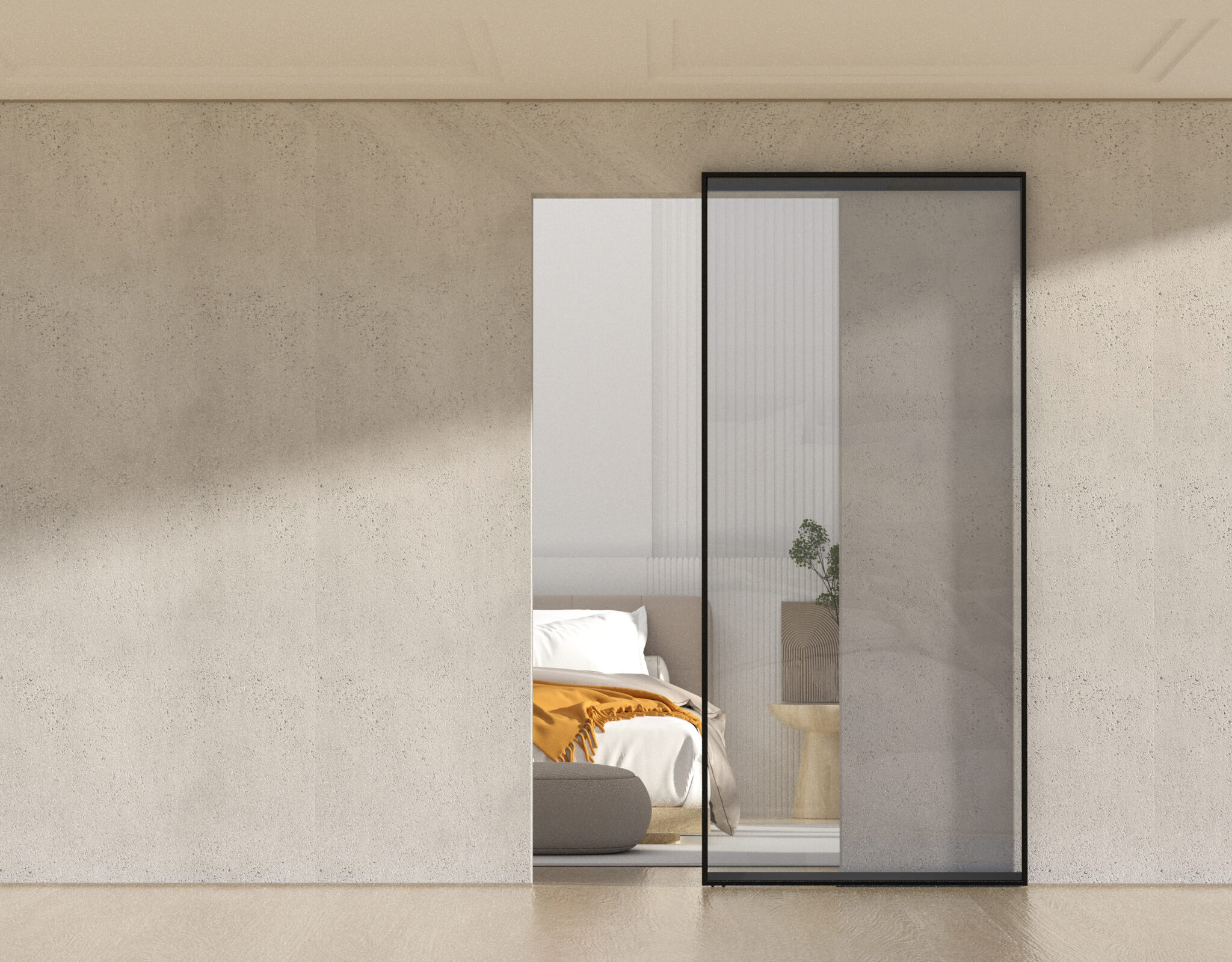 Bedroom set with Magical profiled leaf and clear glass, FIP Porte