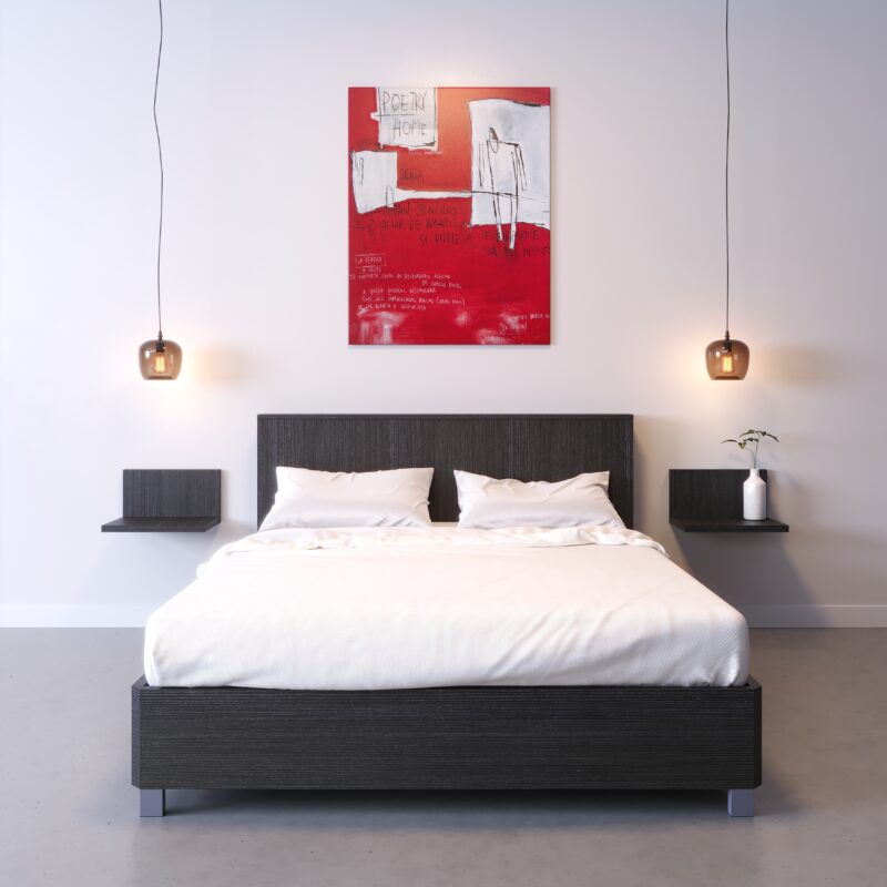 Letto con testata e giroletto big, finitura Rovere Grigio — FIP Porte