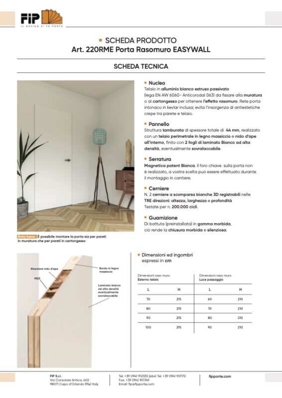 FIP Porte — Art. 220RME Rasomuro Easywall, PDF document preview