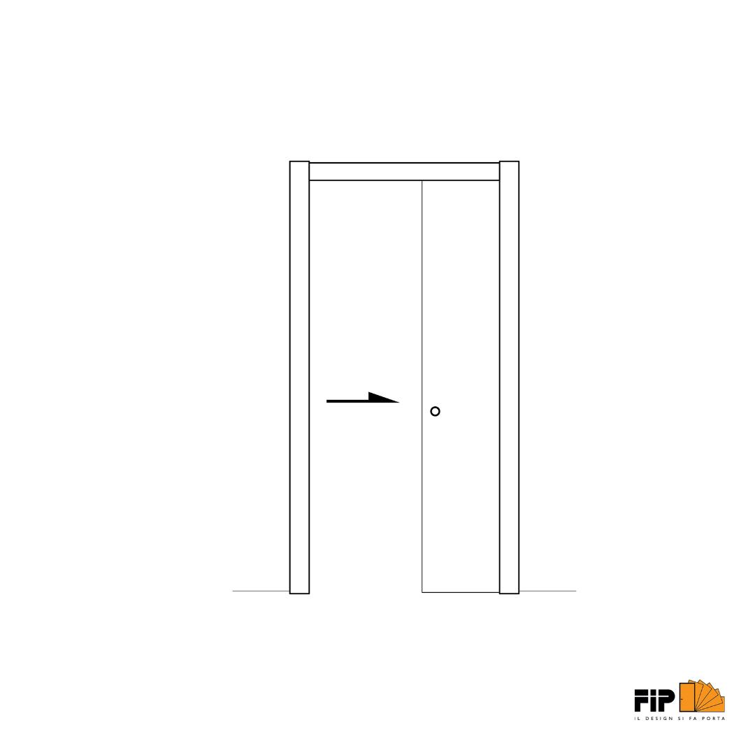 Schema di apertura: porta scorrevole a scomparsa, FIP Porte