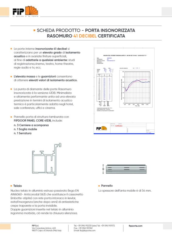 Flush-to-wall soundproof door 41 dB