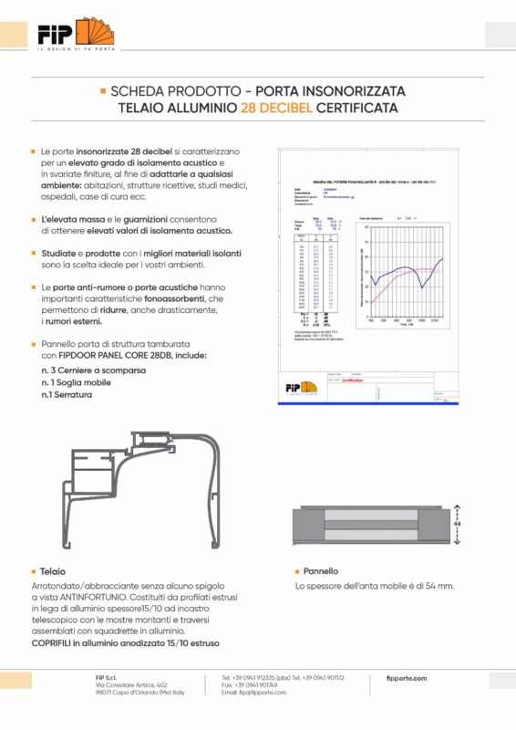 Soundproof Door with Frame Aluminum, 28 dB