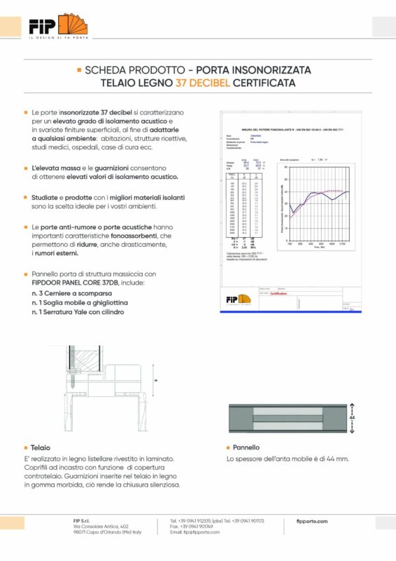 Soundproof Door with Frame Wood, 37 dB
