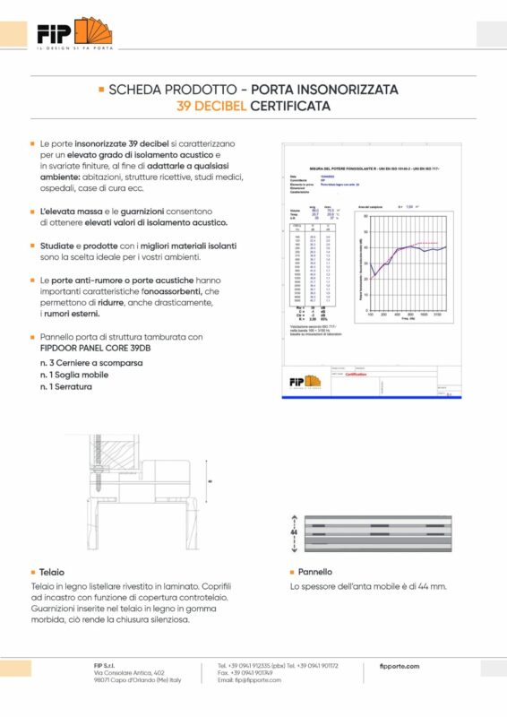 Soundproof Door with Frame Wood, 39 dB