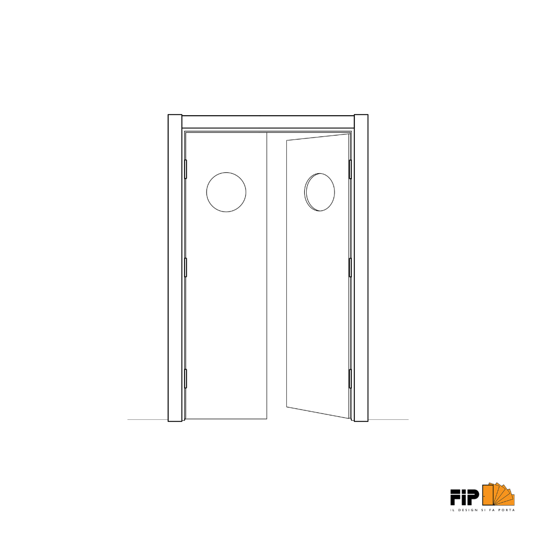 Schema di apertura: porta a ventola a 2 ante, FIP Porte