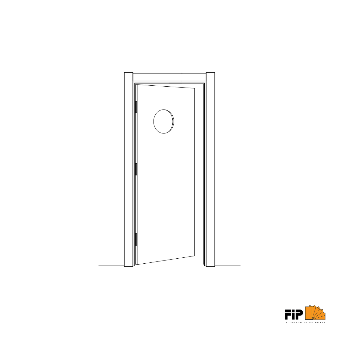 Schema di apertura: porta a ventola, FIP Porte