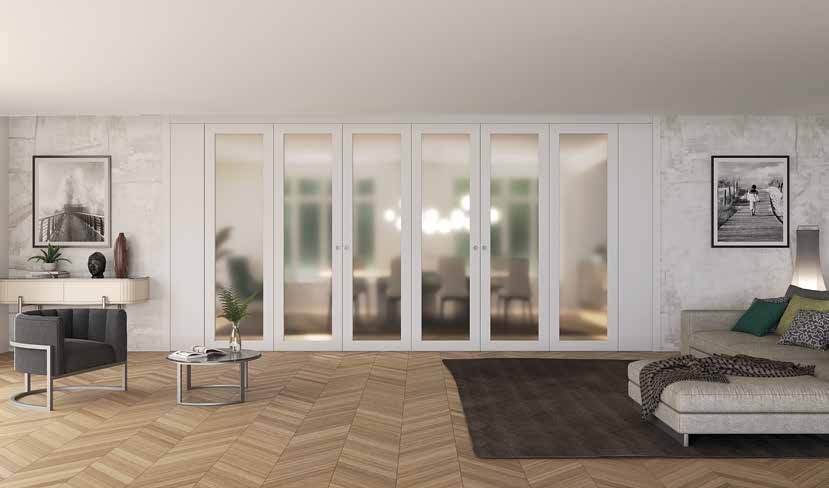 7-door bookcase with glass — closed wall
