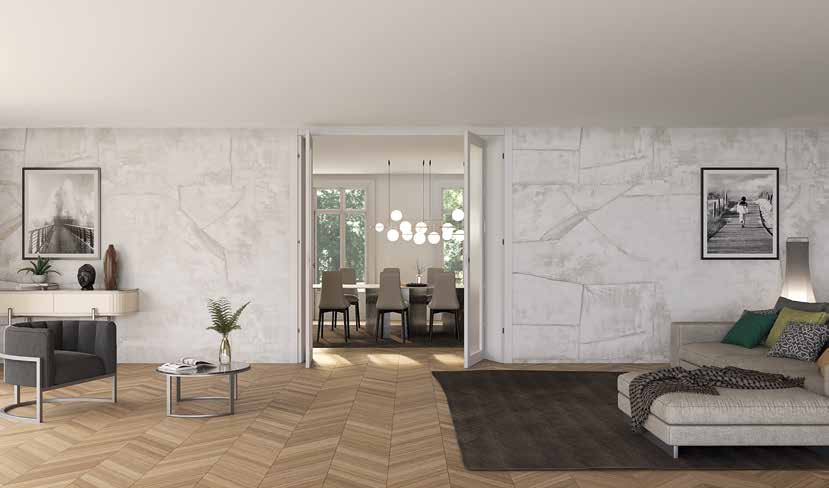 4 glass-paneled book-style doors — open wall