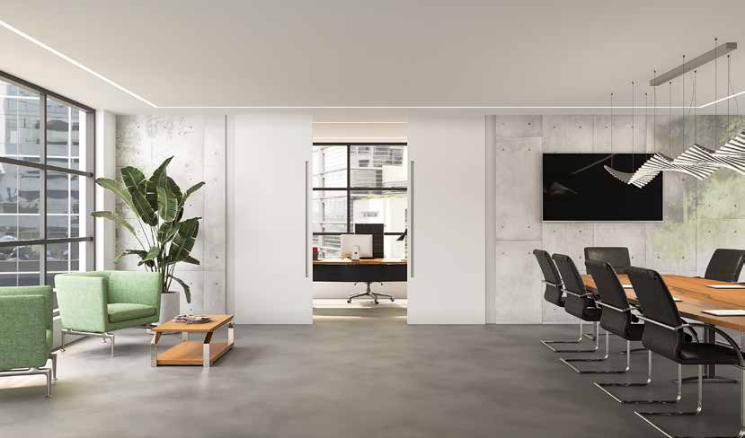 2 fixed central door leaves + 2 sliding door leaves — open wall