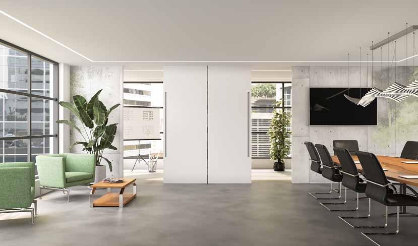 2 fixed side panels + 2 sliding panels — open wall