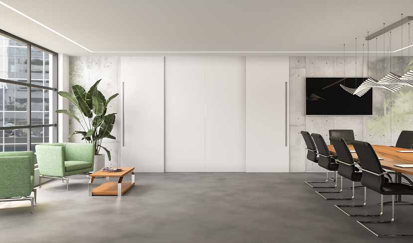 2 fixed side panels + 2 sliding panels — closed wall