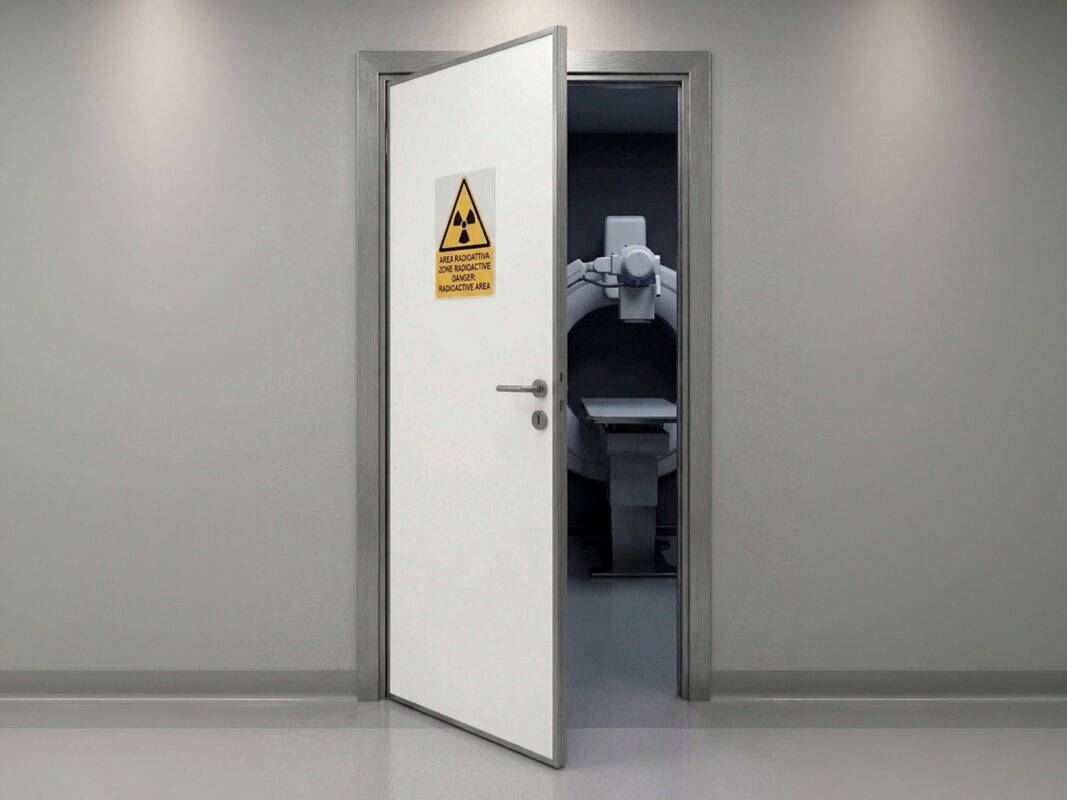 X-ray protective door for radiology room