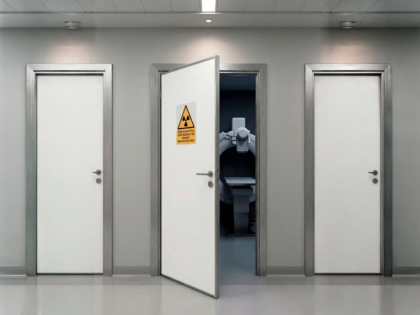 Porta piombata anti-X FIP con telaio in alluminio installata