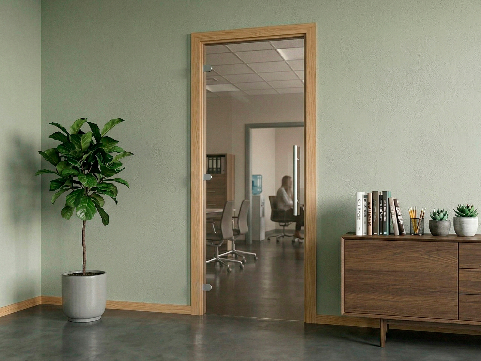 Glass doors with frame wood 02