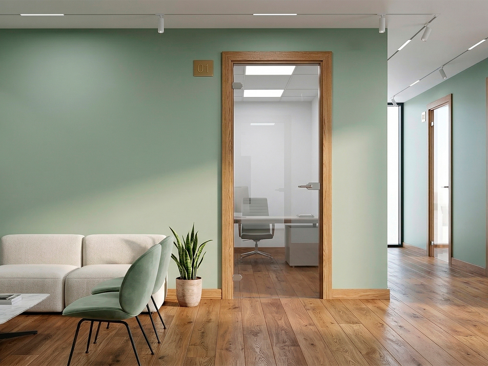 Glass doors with frame wood 03