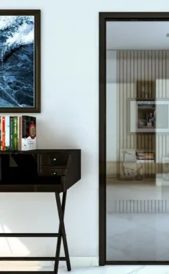 Leaf hinged profile FIP Porte, with reflective glass