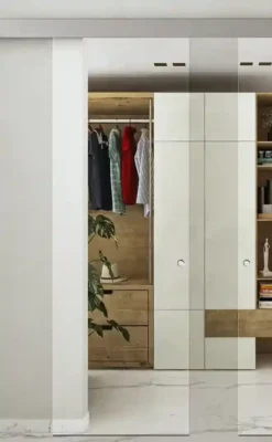 leaf Double, FIP Porte Compact System, with clear glass