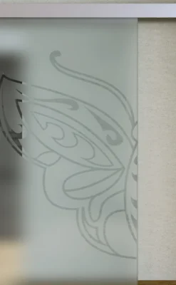 Porta Full Glass FIP Porte, vetro inciso disegno Butterfly