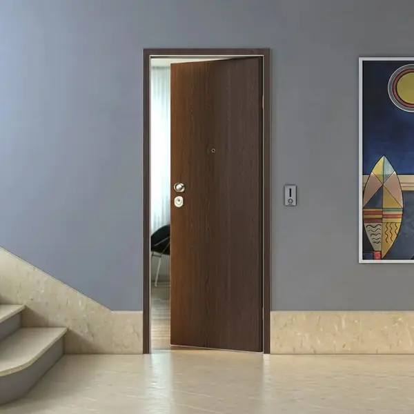 Security door with Horizontal Walnut finish