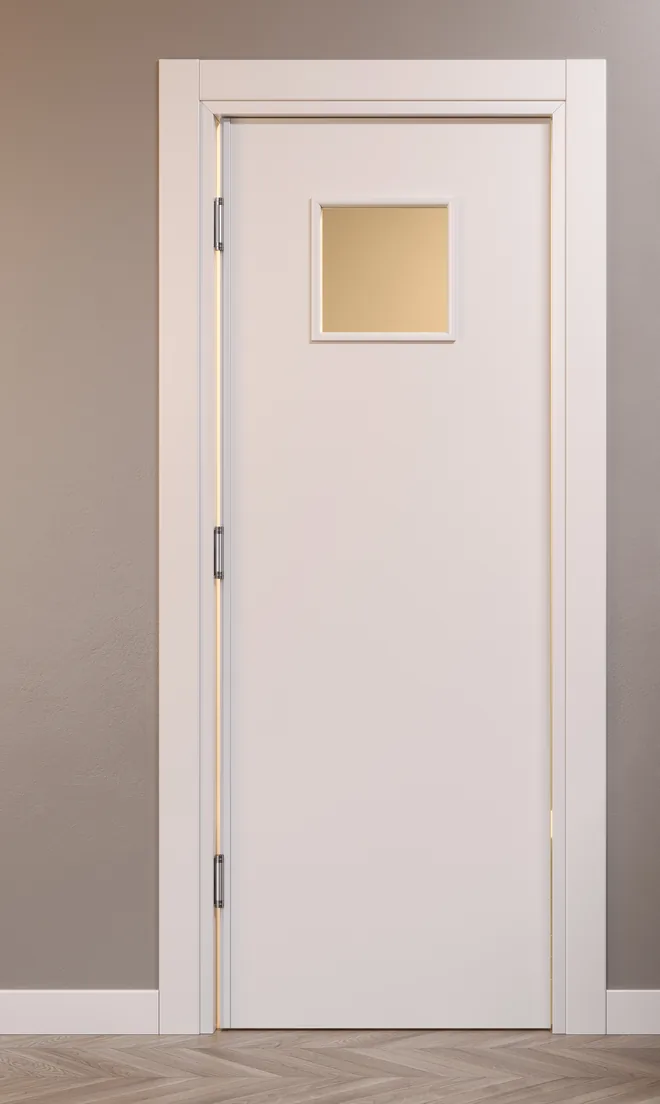 swing Door to a leaf with a rectangular porthole