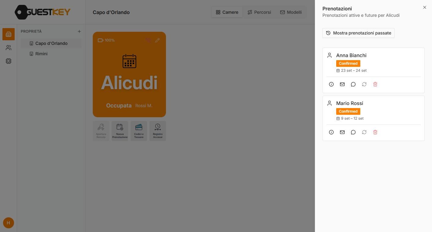 Gestionale GuestKey Cloud: il pannello prenotazioni
