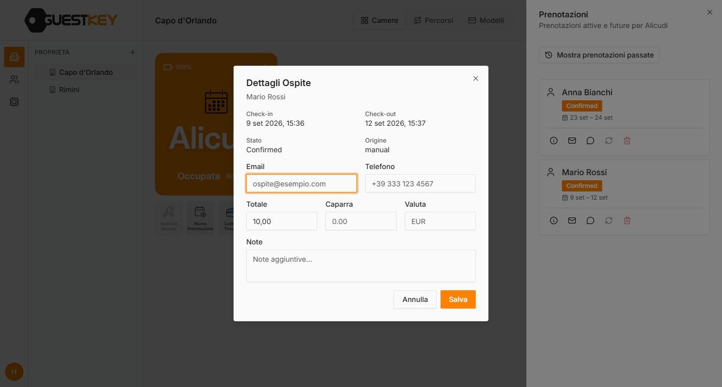 Gestionale GuestKey Cloud: dettagli ospite