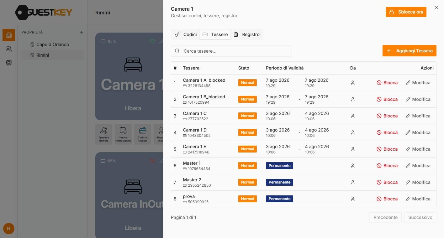 Gestionale GuestKey Cloud: le tessere rfid