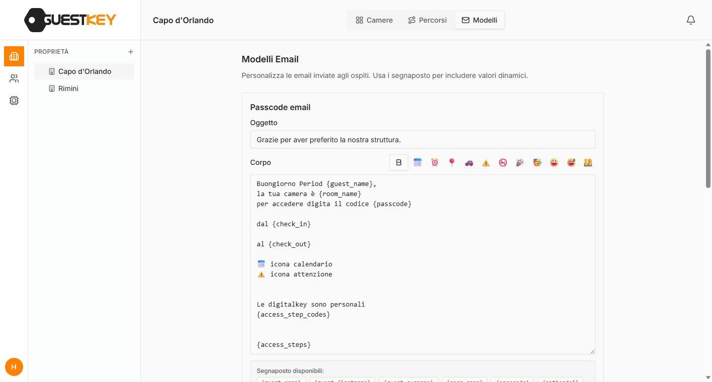 Gestionale GuestKey Cloud: personalizzare i messaggi